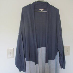 Terra & Sky Grey Two Tone Long Cardigan Sweater Size 4X
